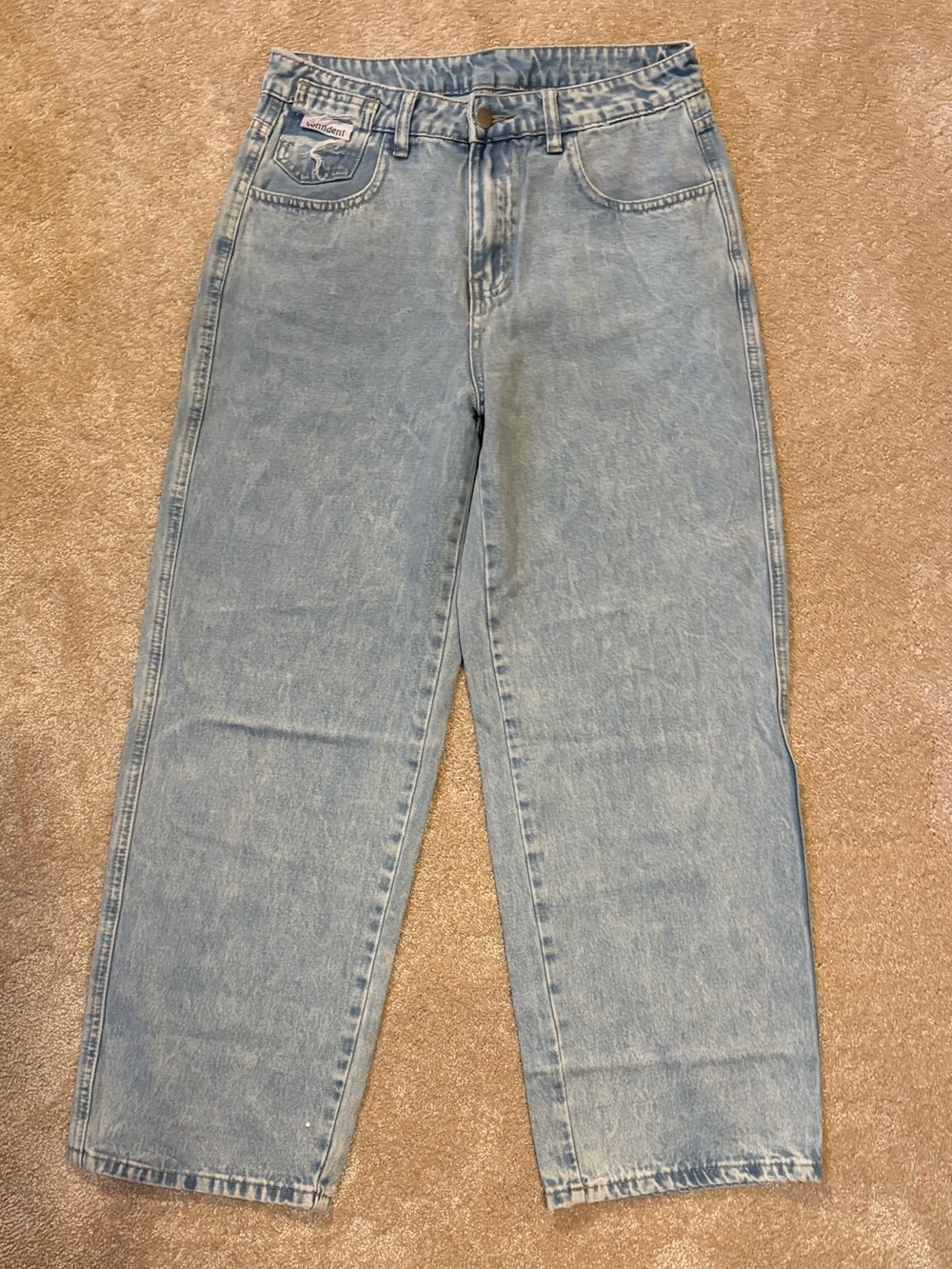 50) DAZY Relaxed Light Wash Wide Leg Jeans - Casual Comfort Size Large